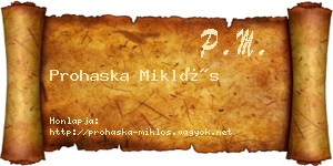 Prohaska Miklós névjegykártya
